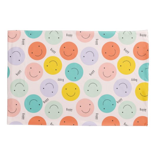 Colorful Smilling Happy Face Pattern Kussensloop (Achterkant)