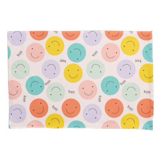 Colorful Smilling Happy Face Pattern Kussensloop (Voorkant)