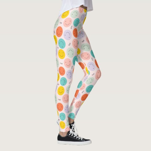 Colorful Smilling Happy Face Pattern Leggings (Rechts)