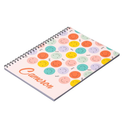 Colorful Smilling Happy Face Pattern Notitieboek (Linkerzijde)