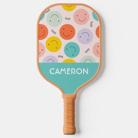 Colorful Smilling Happy Face Pattern Pickleball Paddle (Voorkant)