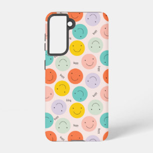 Colorful Smilling Happy Face Pattern Samsung Galaxy Hoesje
