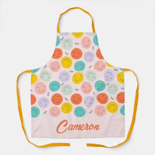 Colorful Smilling Happy Face Pattern Schort (Voorkant)