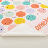 Colorful Smilling Happy Face Pattern Sherpa Deken (3/4)