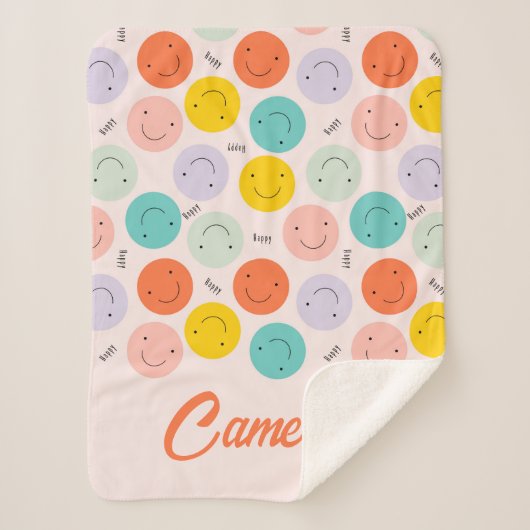 Colorful Smilling Happy Face Pattern Sherpa Deken (Voorkant)