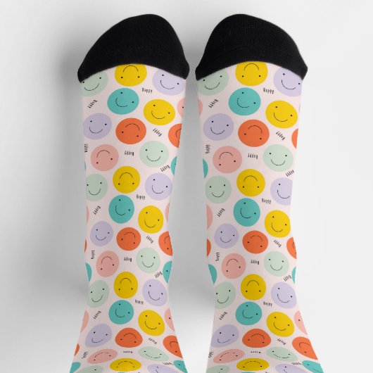 Colorful Smilling Happy Face Pattern Sokken (Top)