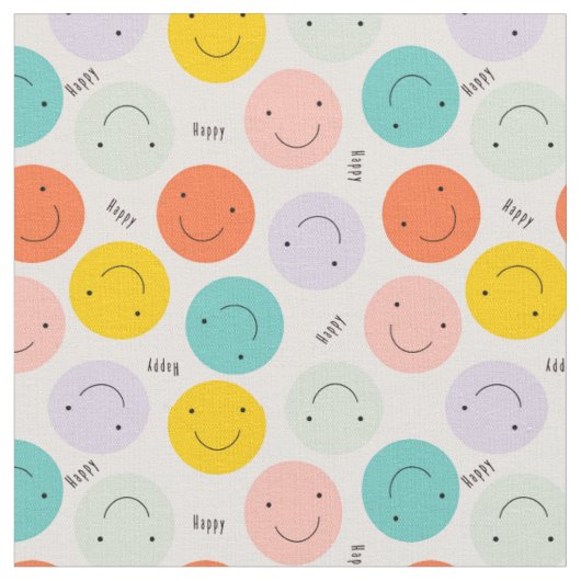 Colorful Smilling Happy Face Pattern Stof (Close Up)