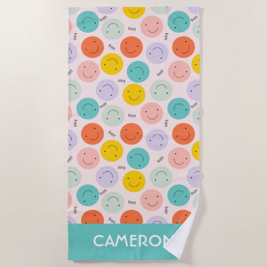 Colorful Smilling Happy Face Pattern Strandlaken (Voorkant)