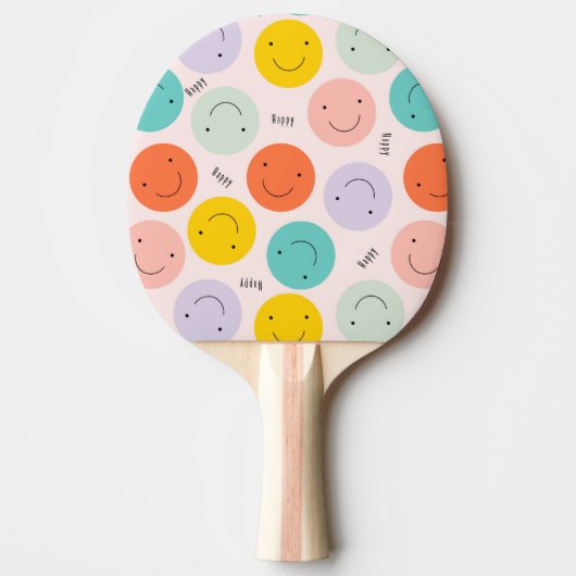Colorful Smilling Happy Face Pattern Tafeltennisbatje (Voorkant)