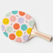Colorful Smilling Happy Face Pattern Tafeltennisbatje (Zijkant)