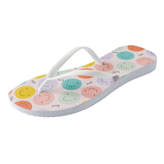 Colorful Smilling Happy Face Pattern Teenslippers (Schuin)