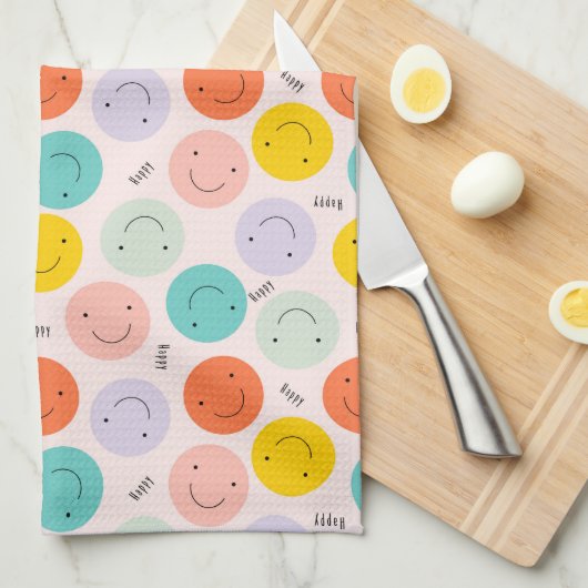 Colorful Smilling Happy Face Pattern Theedoek (Quarter Fold)