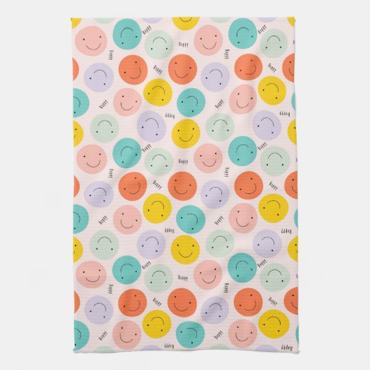 Colorful Smilling Happy Face Pattern Theedoek (Verticaal)