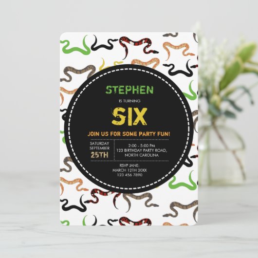 Colorful Snakes Python Reptile Birthday Party Kaart (Staand voorkant)