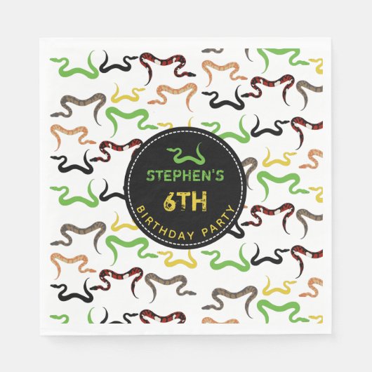 Colorful Snakes Python Reptile Birthday Party Servet (Voorkant)