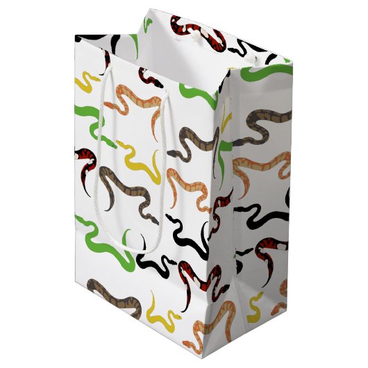 Colorful Snakes Python Reptile Patroon Medium Cadeauzakje (Voorkant Gekanteld)