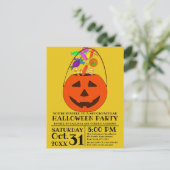 Colorful Snoep Jack O' Lantern Bucket Halloween Uitnodiging Briefkaart (Staand voorkant)