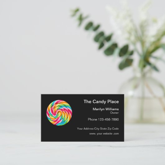 Colorful Snoep Logo Design Visitekaartje (Staand voorkant)