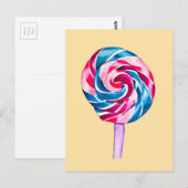 Colorful snoep lolly waterverf art. briefkaart (Voorkant / Achterkant)