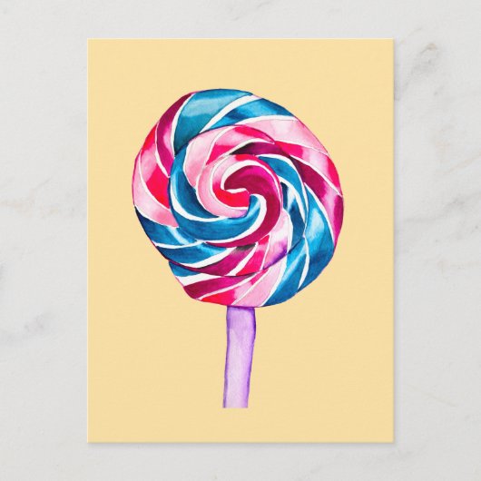 Colorful snoep lolly waterverf art. briefkaart (Voorkant)