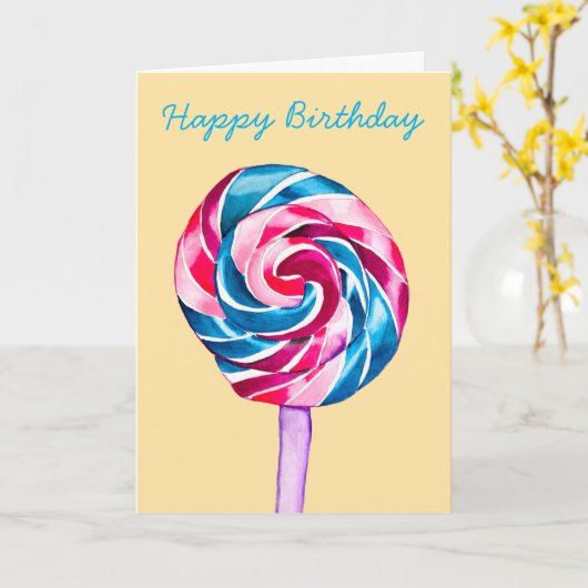 Colorful snoep lolly waterverf art. kaart (Gele Bloem)
