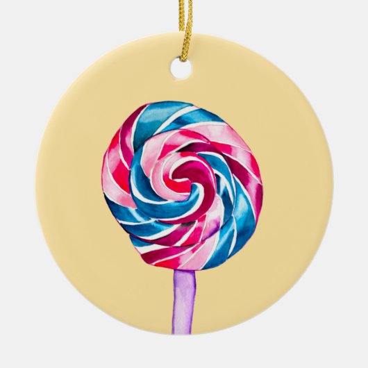 Colorful snoep lolly waterverf art. keramisch ornament (Voorkant)