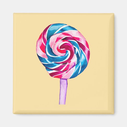 Colorful snoep lolly waterverf art. magneet (Voorkant)