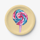 Colorful snoep lolly waterverf art. papieren bordje (Voorkant)