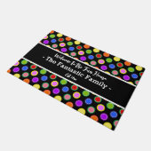 Colorful Snoep Polka Dots on Black Personalized Deurmat (Schuin)