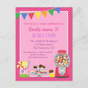 Colorful Snoep Thmed Birthday Party Invitation Kaart