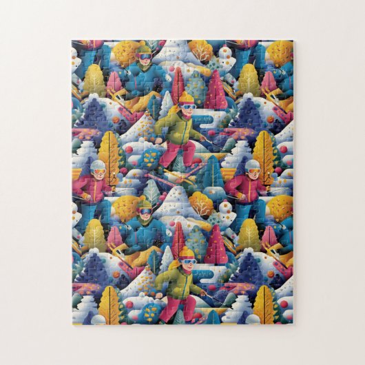 Colorful Snow Skiers Collage Legpuzzel (Verticaal)