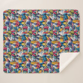 Colorful Snow Skiers Collage Sherpa Deken (Voorkant (horizontaal))