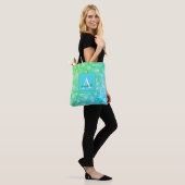 Colorful Snowflake Roze Green Blue Monogram Name Tote Bag (Op model)