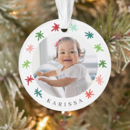 Colorful Snowflakes Baby's eerste kerstfoto Ornament