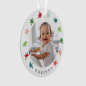 Colorful Snowflakes Baby's eerste kerstfoto Ornament (voorkant)