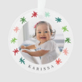Colorful Snowflakes Baby's eerste kerstfoto Ornament (voorkant)