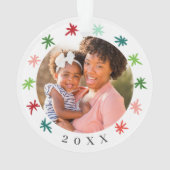 Colorful Snowflakes Kinder 2 Fotonaam Kerstmis Ornament (achterkant)