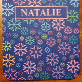 Colorful Snowflakes Patroon op blauwe roze naam Muismat