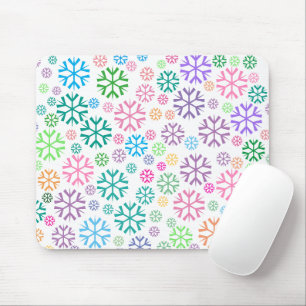 Colorful Snowflakes Patroon op wit Muismat