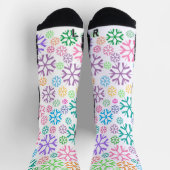 Colorful Snowflakes Pattern on White Sokken (Top)