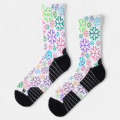 Colorful Snowflakes Pattern on White Sokken (Links)