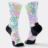 Colorful Snowflakes Pattern on White Sokken (Gebogen)