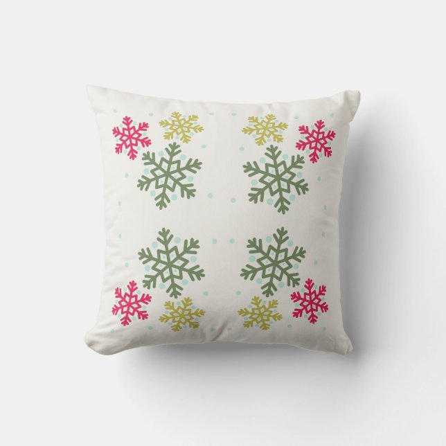  Colorful Snowflakes Winter Pillow Kussen (Voorkant)