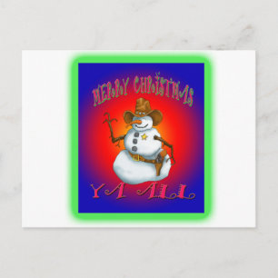 Colorful Snowman design western Howdy Briefkaart