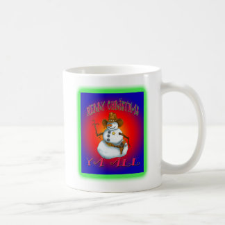 Colorful Snowman design western Howdy Koffiemok