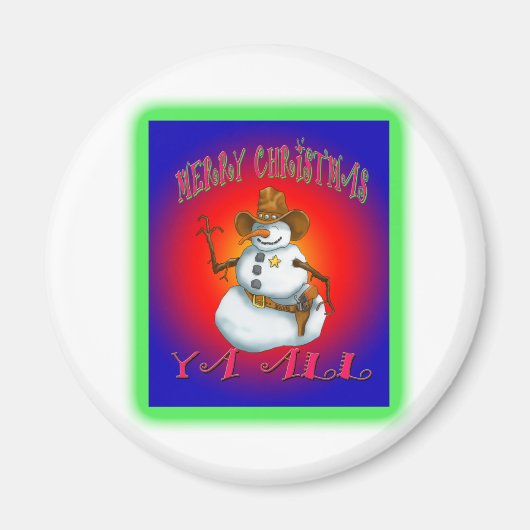 Colorful Snowman design western Howdy Magneet (Voorkant)