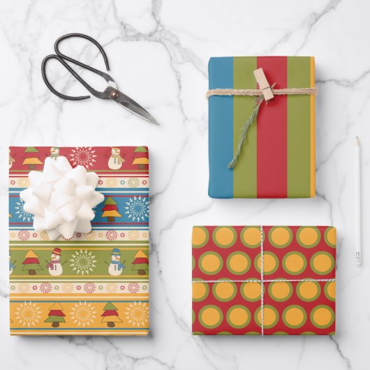 Colorful Snowman-kerstkaartenpakket Inpakpapier Vel (Voorkant)