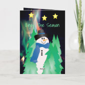 Colorful Snowman met sterren gevouwen vakantiekaar Feestdagen Kaart (Achterkant)