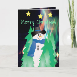 Colorful Snowman met sterren gevouwen vakantiekaar Feestdagen Kaart