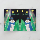 Colorful Snowman met sterren gevouwen vakantiekaar Feestdagen Kaart (Binnen)
